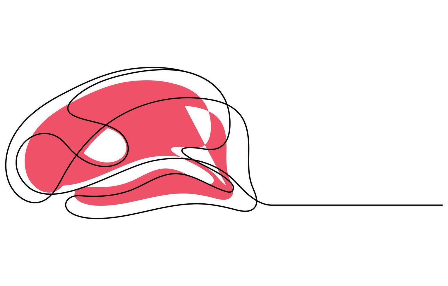 one line art drawing of meat veal vector