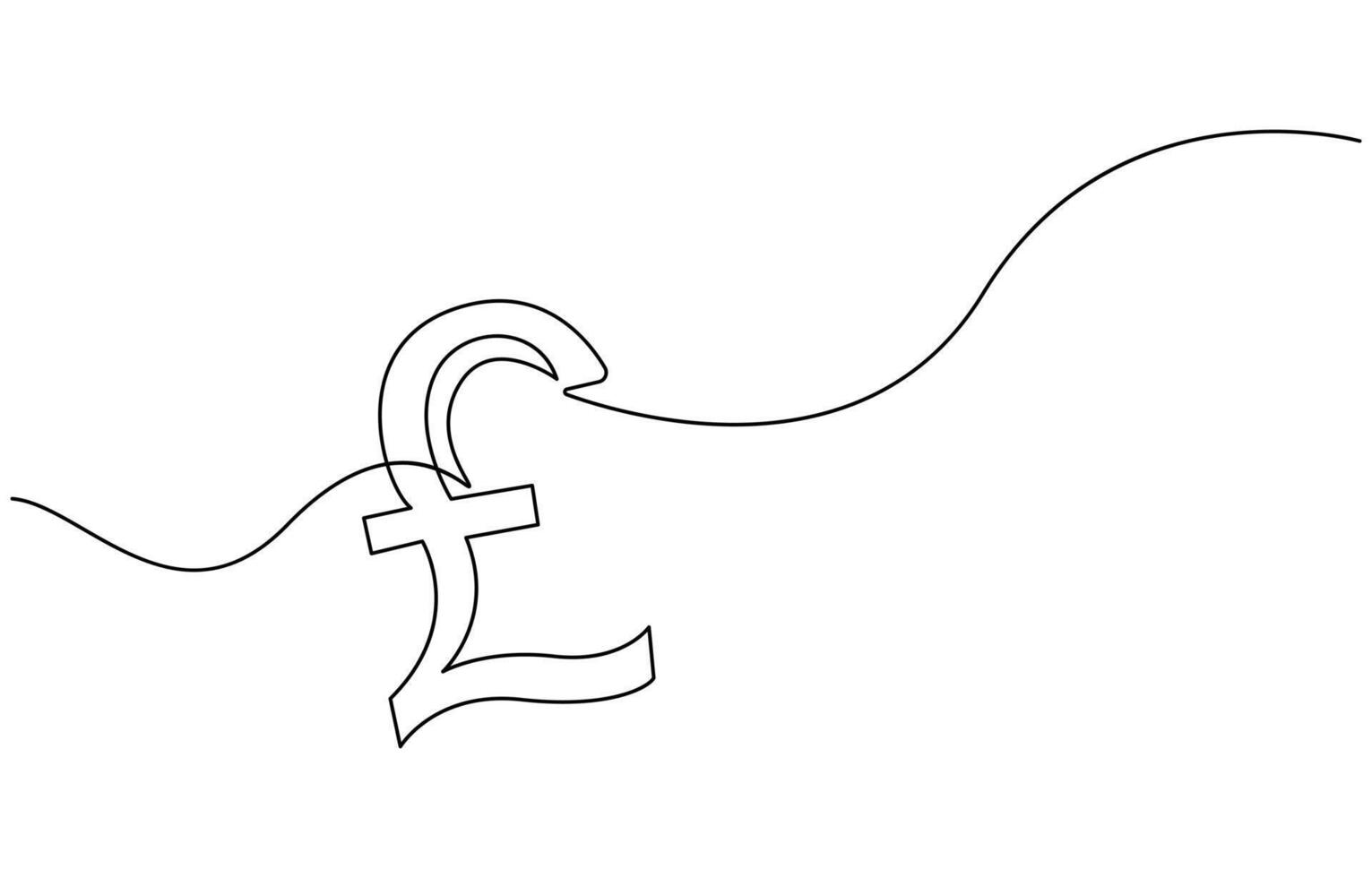 pound sterling sign continuous one line art drawing vector