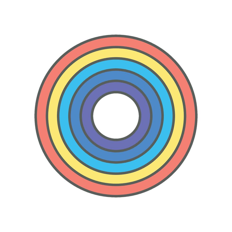 A rainbow colored circle with a white center vector