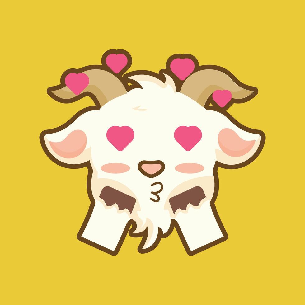 A goat with hearts on its face vector