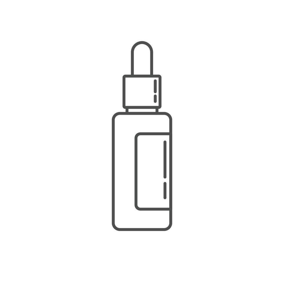 A bottle of liquid medicine is shown in a line drawing vector