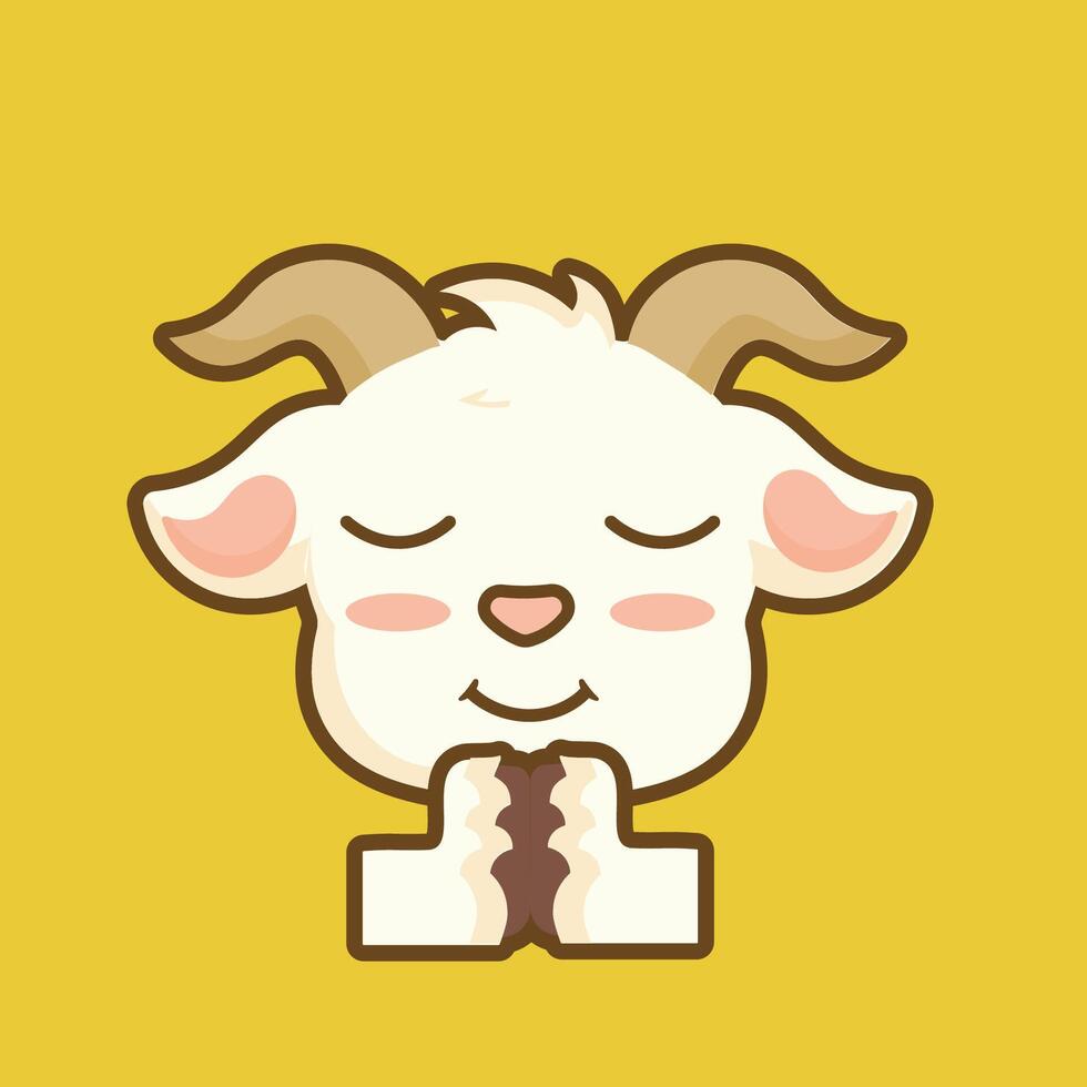 A goat with its eyes closed and its hands folded vector