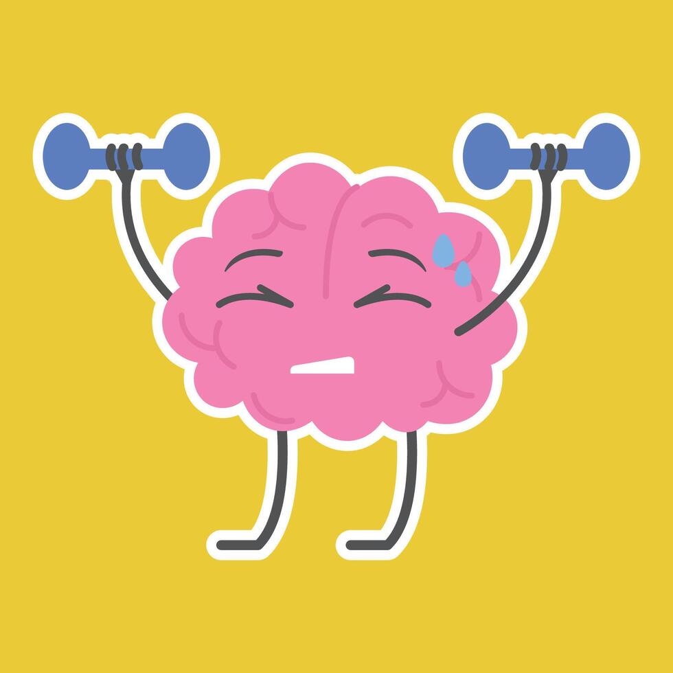 Brain exercising with dumbbells illustration vector