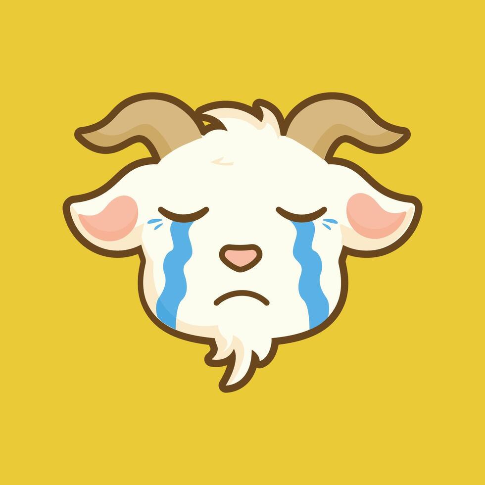 A goat with a sad face on a yellow background vector