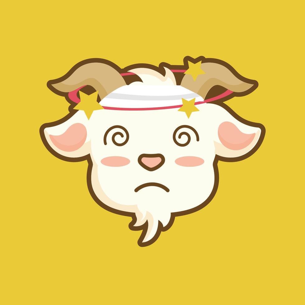Goat head with stars on yellow background vector