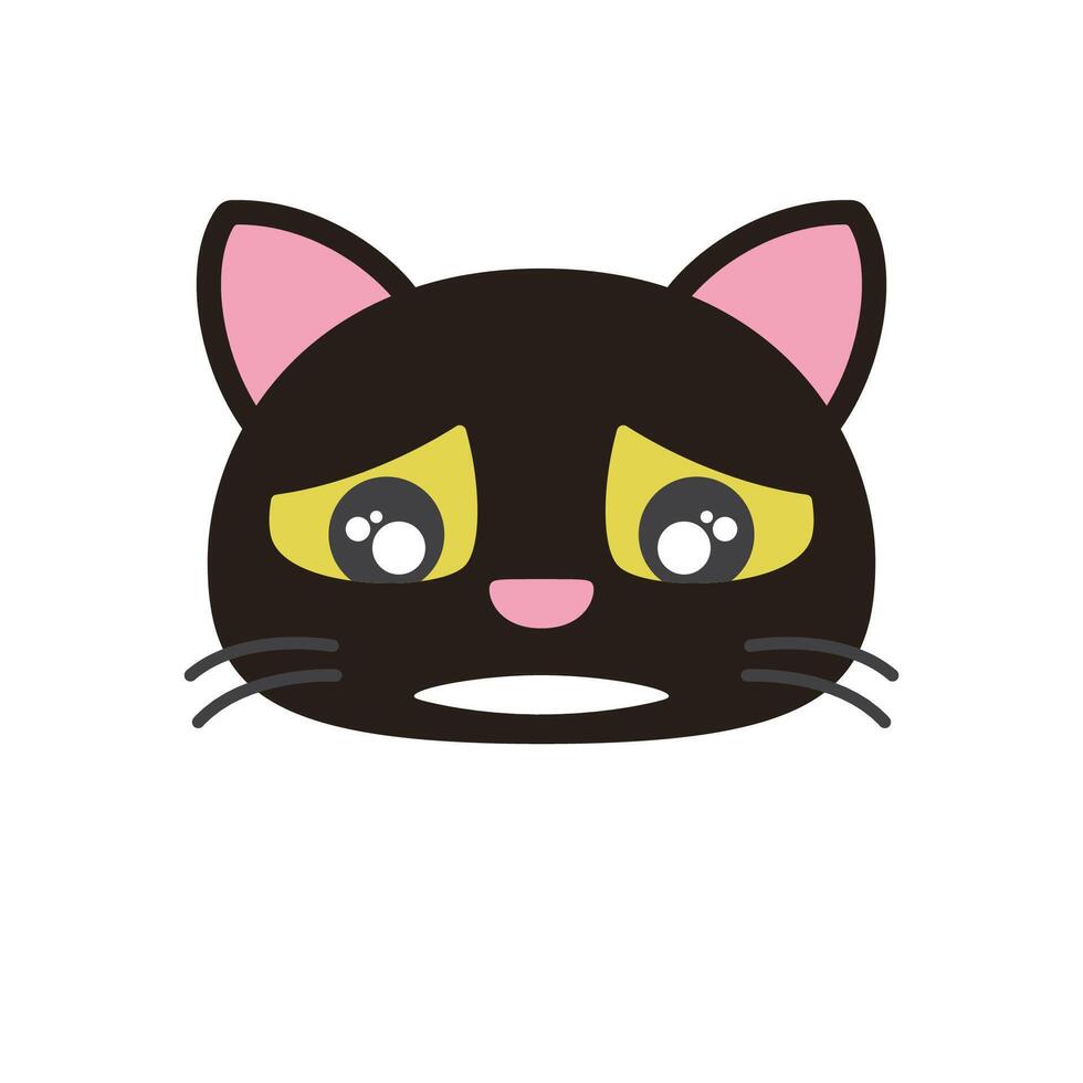 A black cat with yellow eyes and pink nose vector
