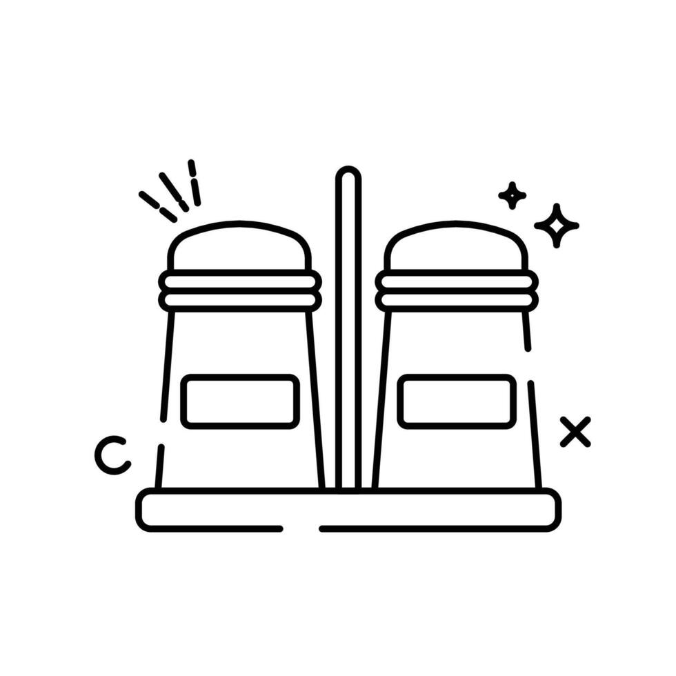The image shows a cartoon illustration of a salt and pepper shaker set vector