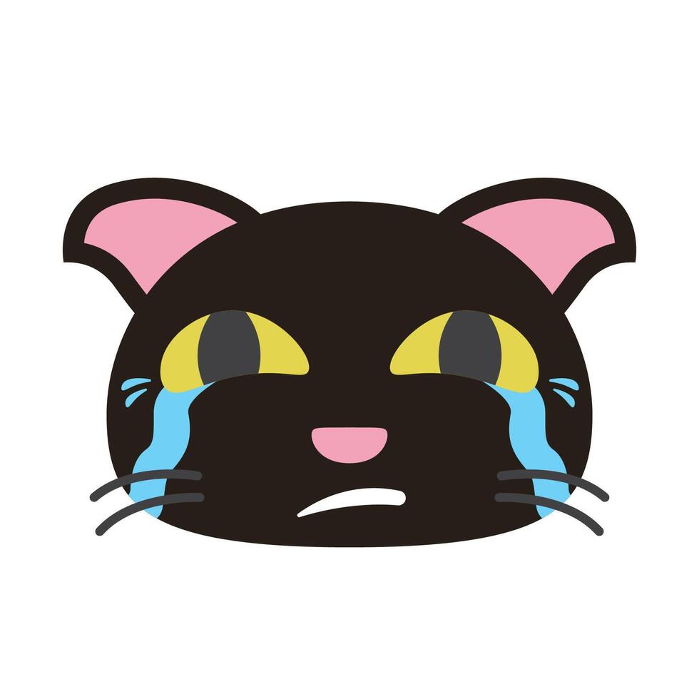 A black cat with yellow eyes is crying vector