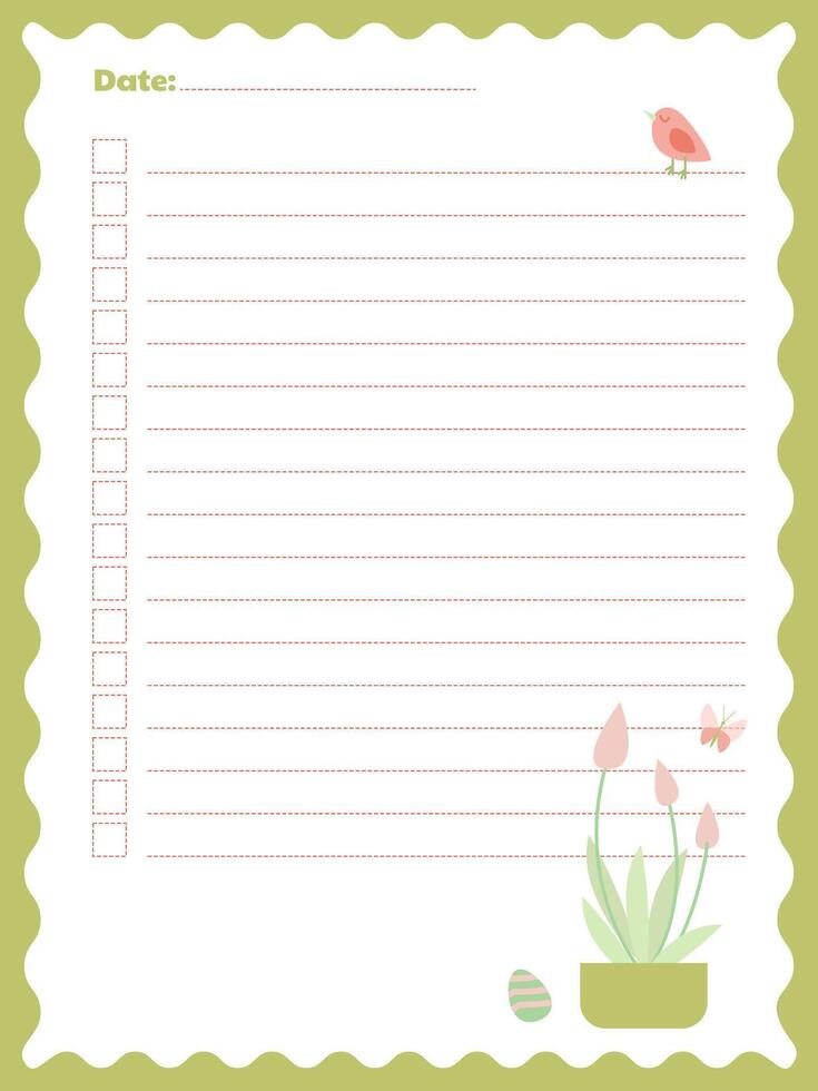 Page template for records with flowers and a cute bird vector