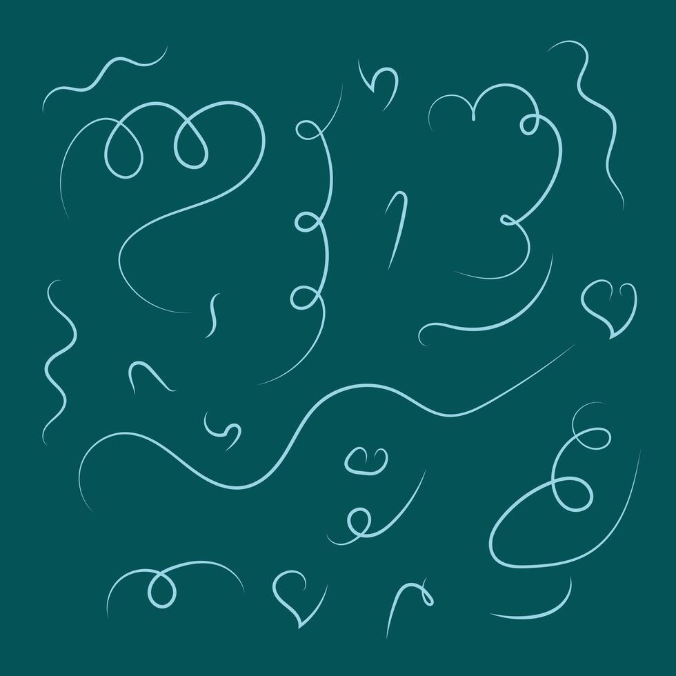 Curl abstract line hand drawn set vector