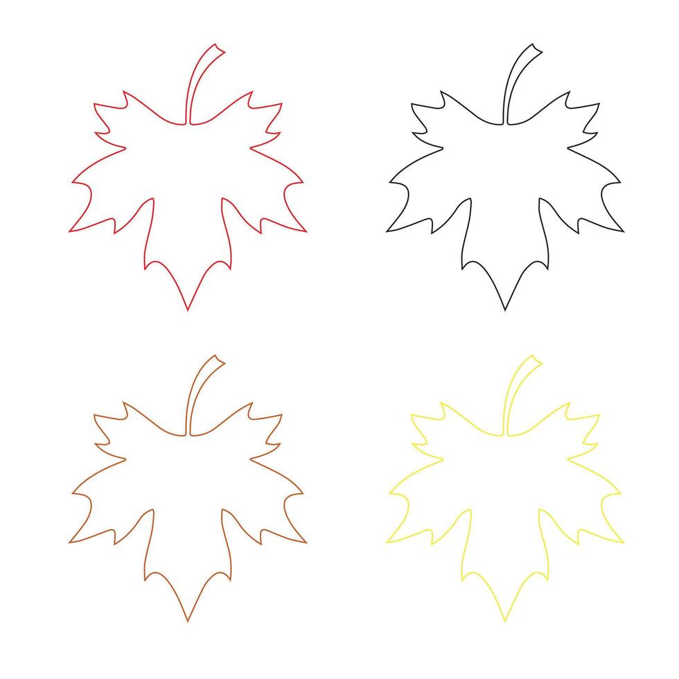 Maple Leaf Icon Set contour shape vector