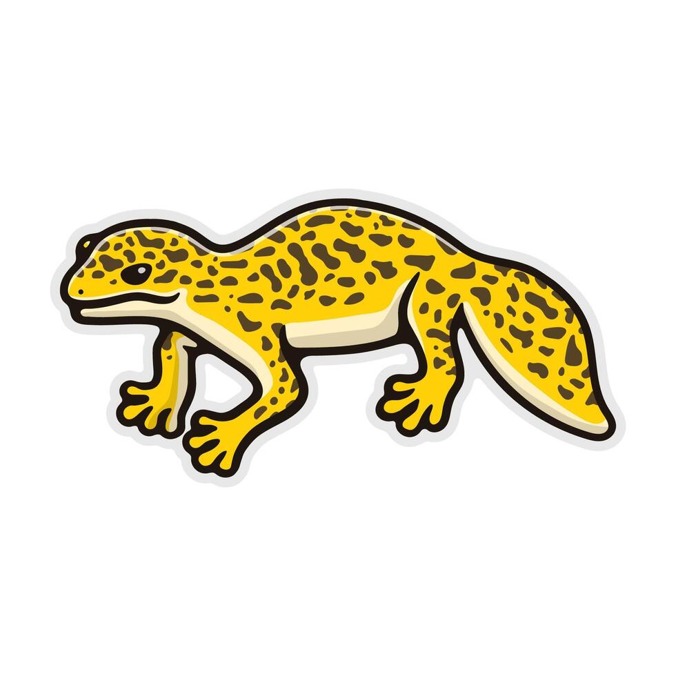 illustration cartoon leopard gecko on white background vector