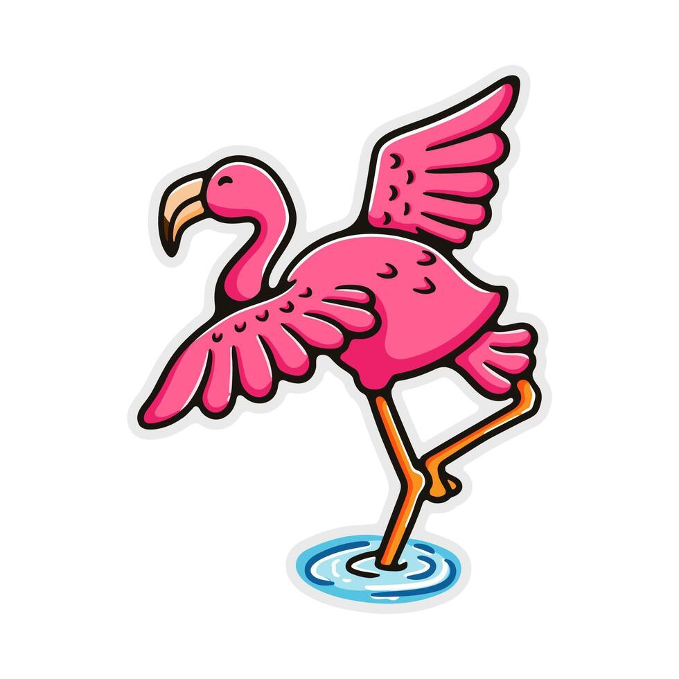 illustration Flamingo bird fly good for sticker vector