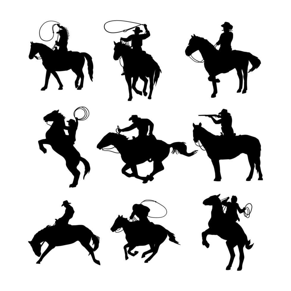 Flat design cowboy silhouette illustration vector
