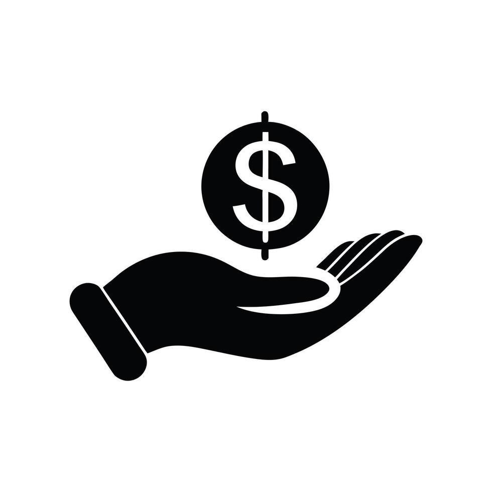 hands on dollar sign silhouette simple vector