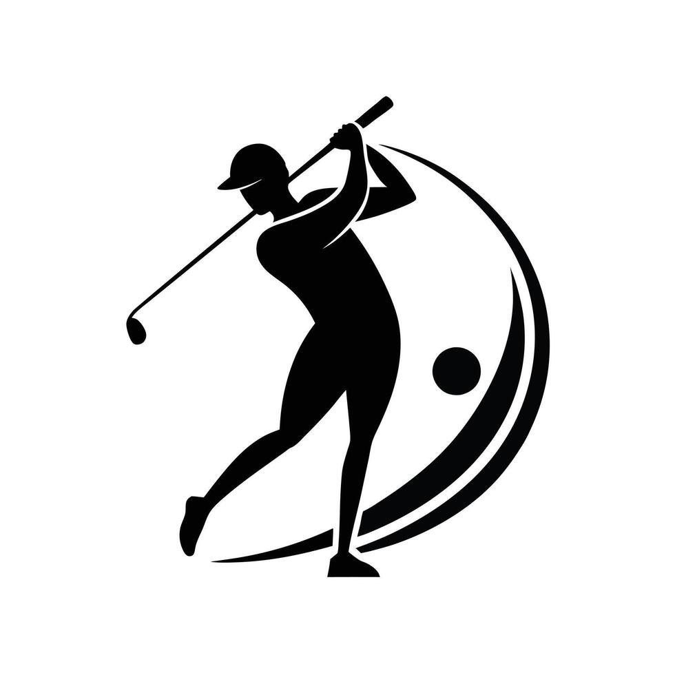 Golf player icon, golfer abstract silhouette simple vector