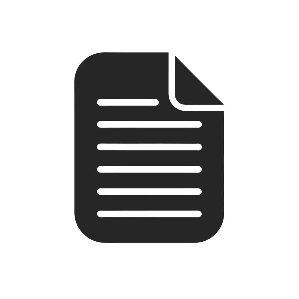 simple Informative Article flie Icon silhouette black and white document vector