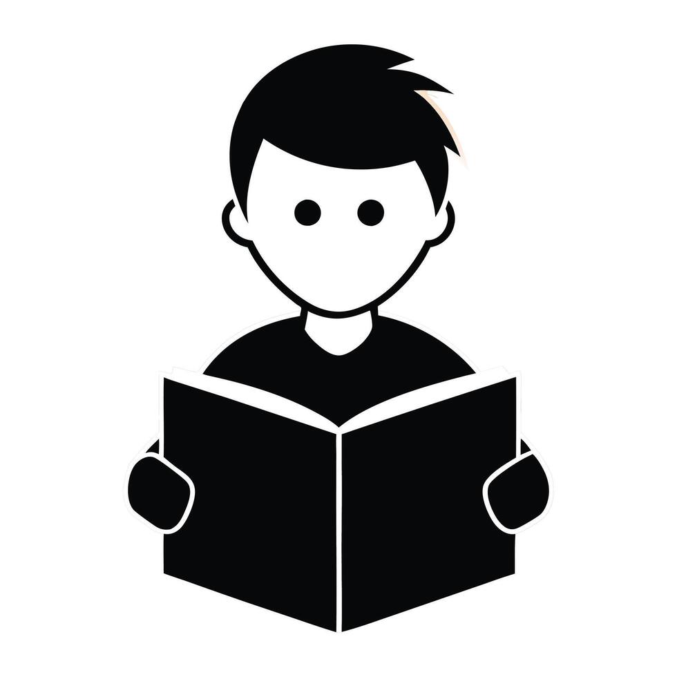 kid reading book logo template design vector