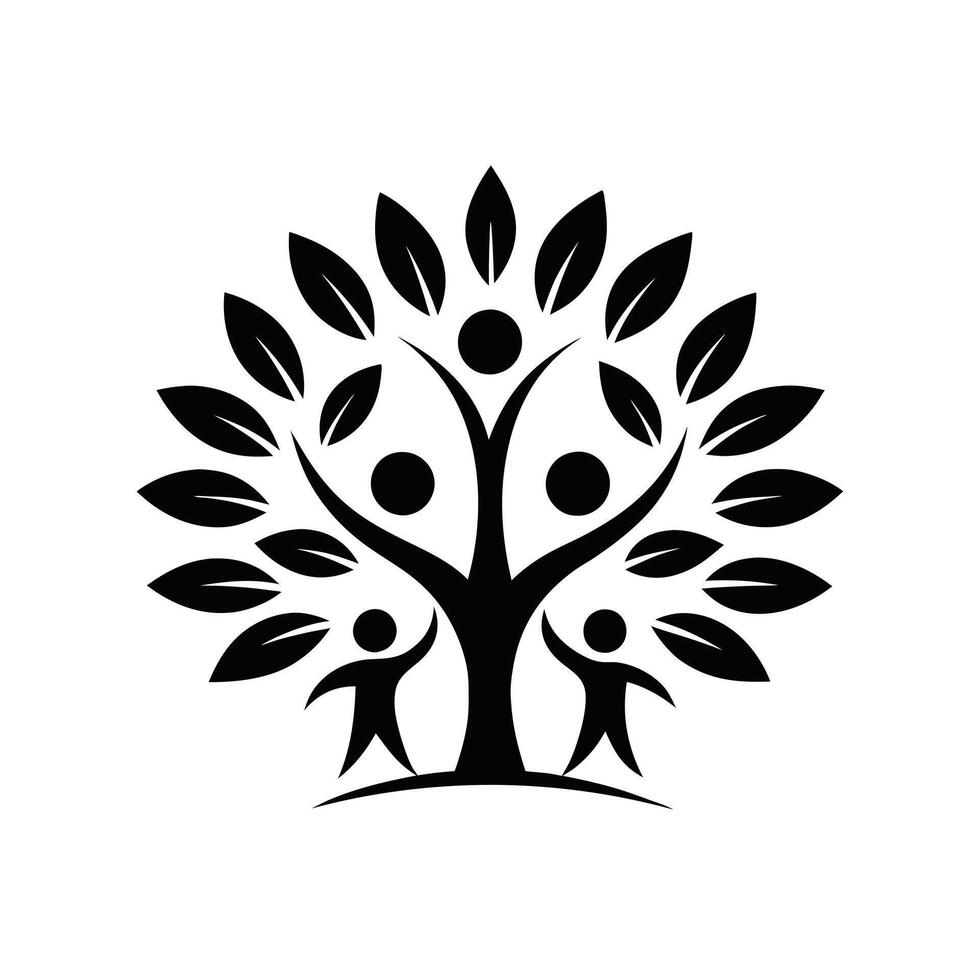 Abstract people tree save nature logo icon design silhouette vector