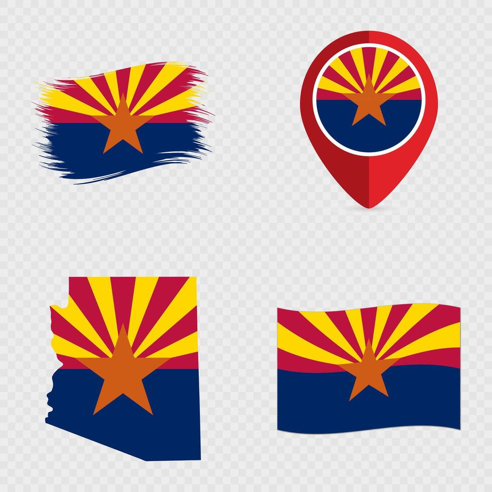 Arizona State Flag Icon Set. vector