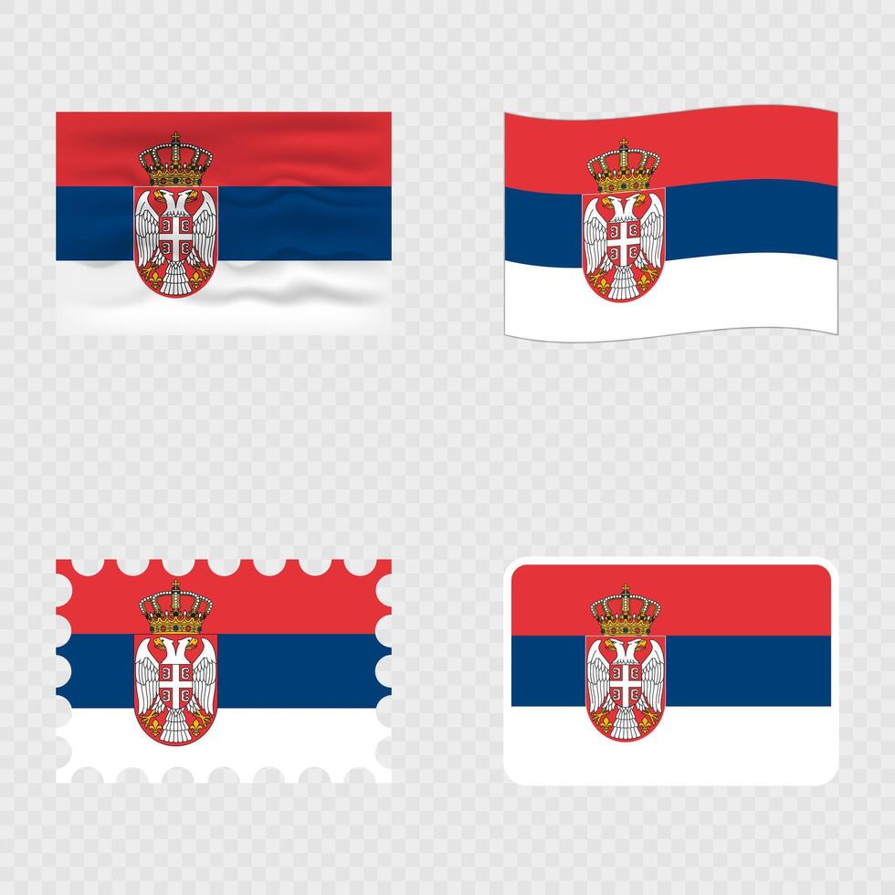 Serbia national flag in four different styles. vector