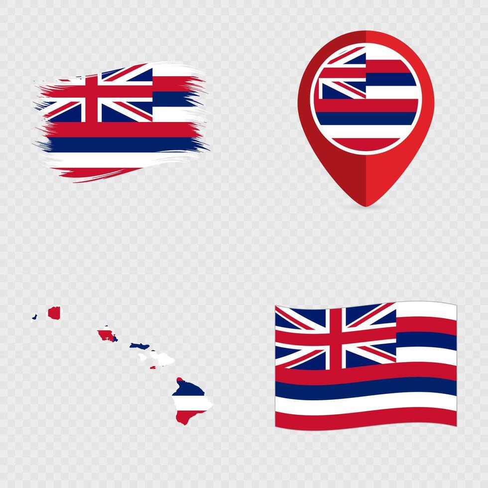 Hawaii State Flag Icon Set. vector