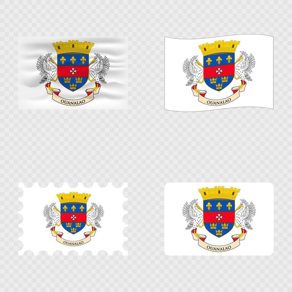 Saint Barthelemy national flag in four different styles. vector