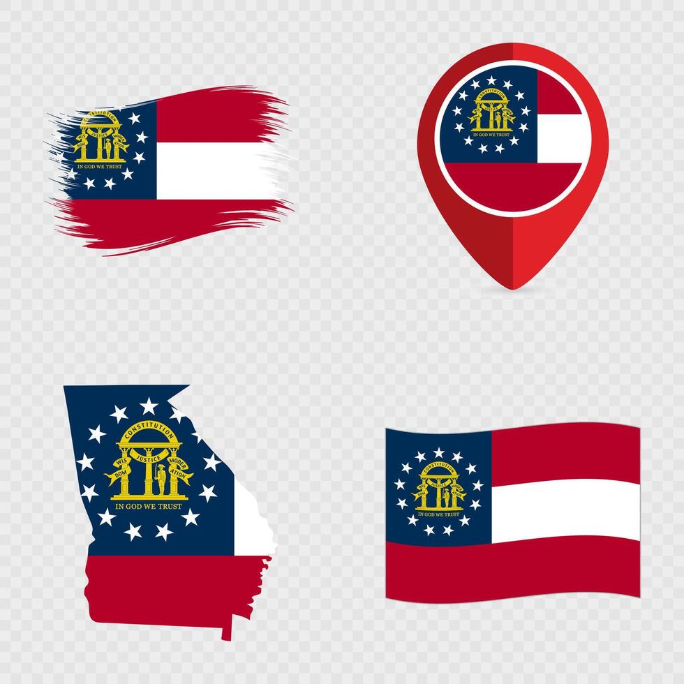 Georgia State Flag Icon Set. vector