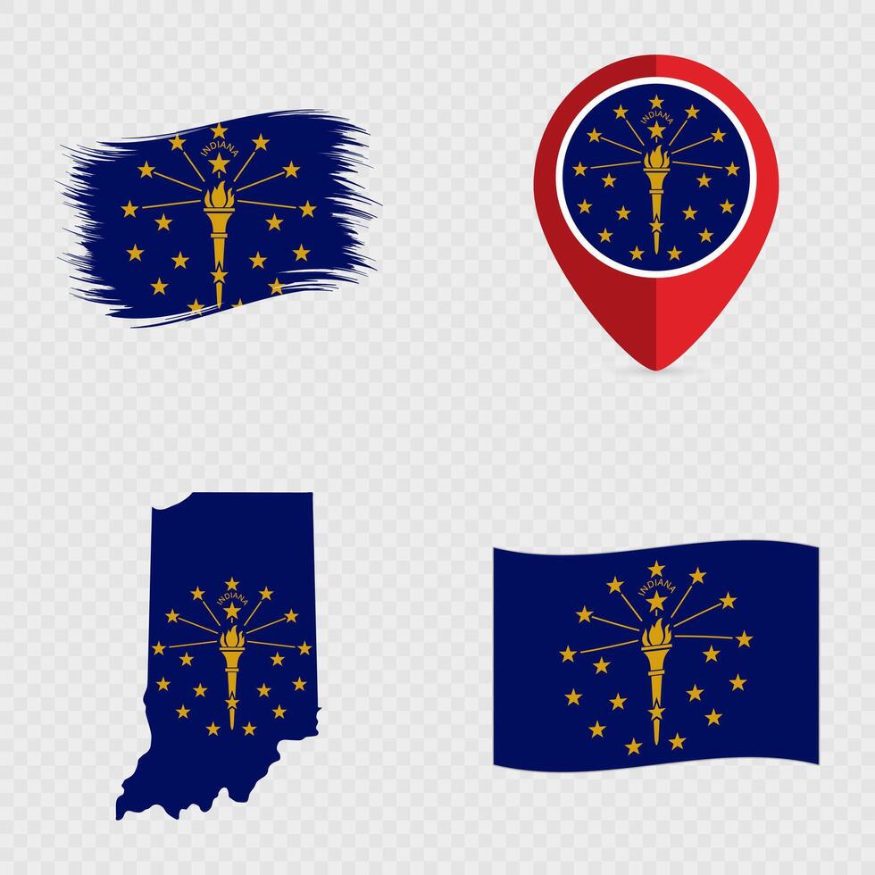 Indiana State Flag Icon Set. vector