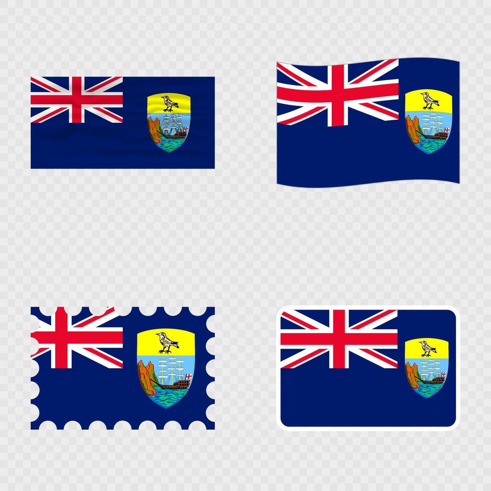 Saint Helena national flag in four different styles. vector
