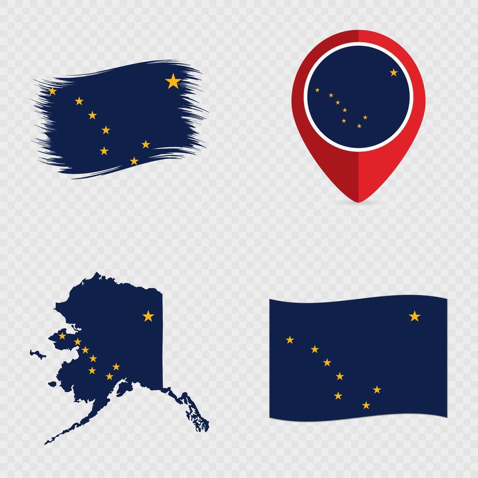 Alaska State Flag Icon Set. vector