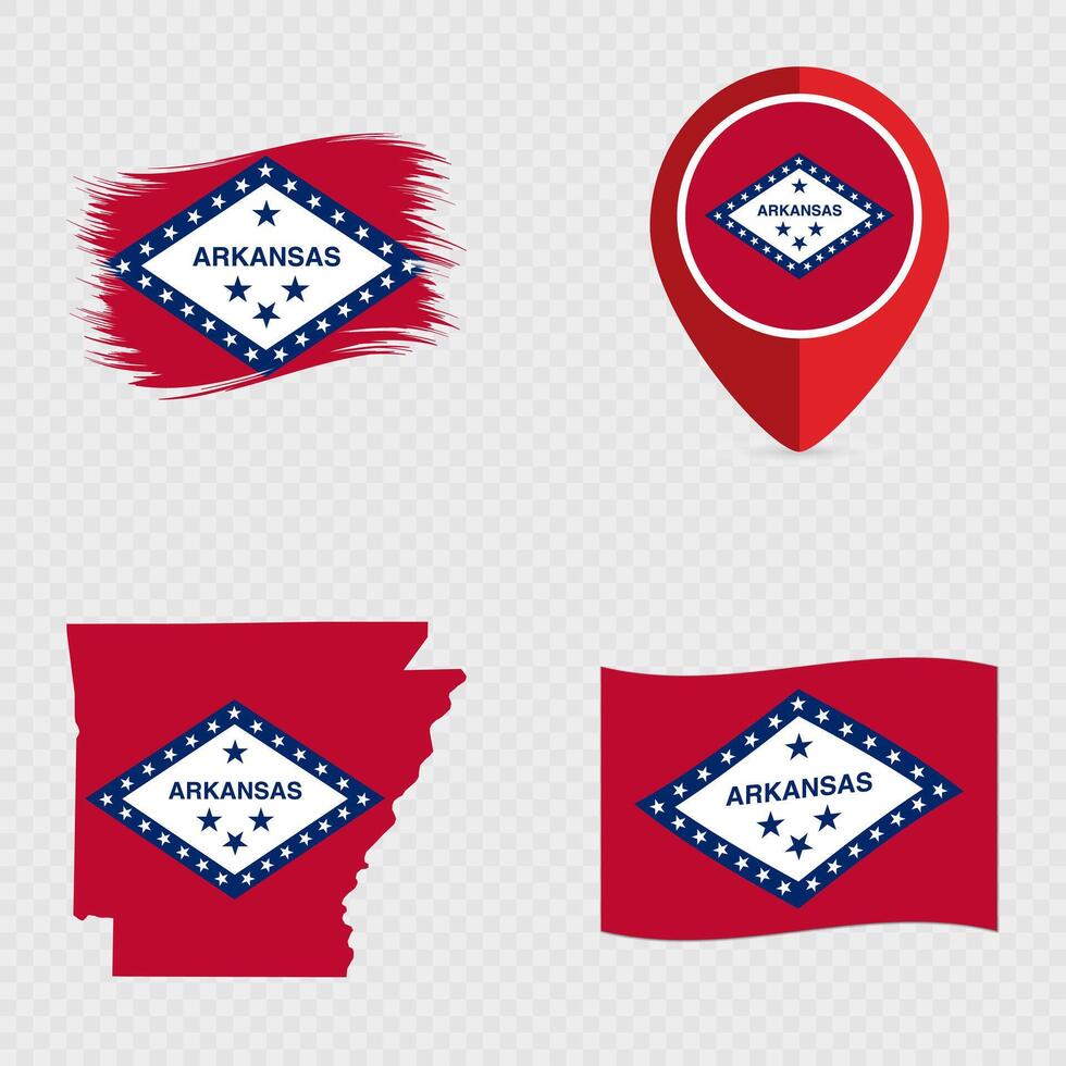 Arkansas State Flag Icon Set. vector