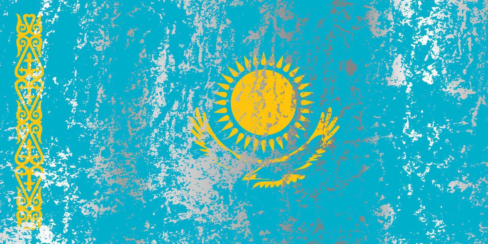 Kazakhstan flag with grunge effect. vector