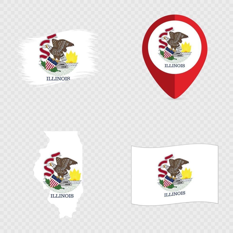 Illinois State Flag Icon Set. vector