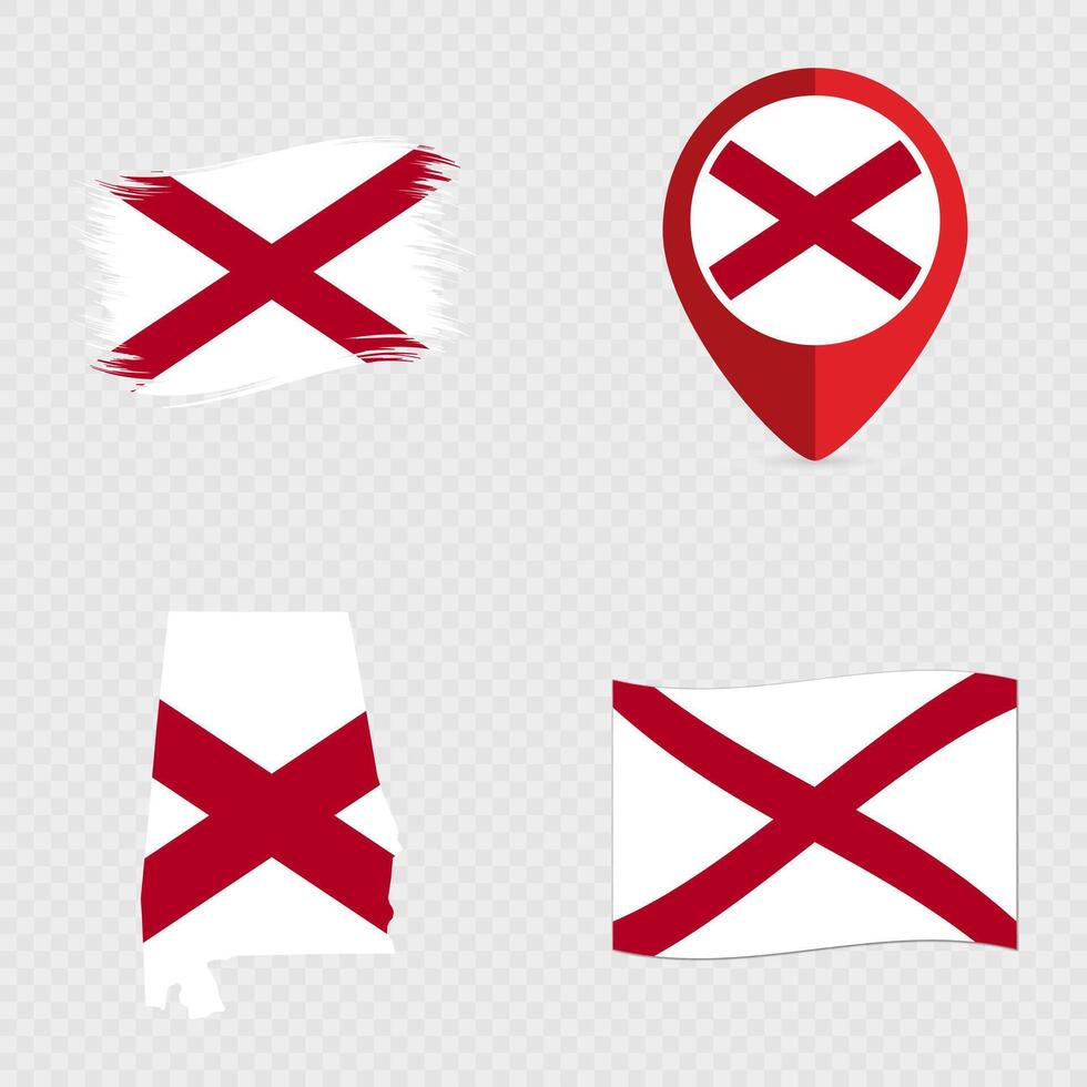 Alabama State Flag Icon Set. vector