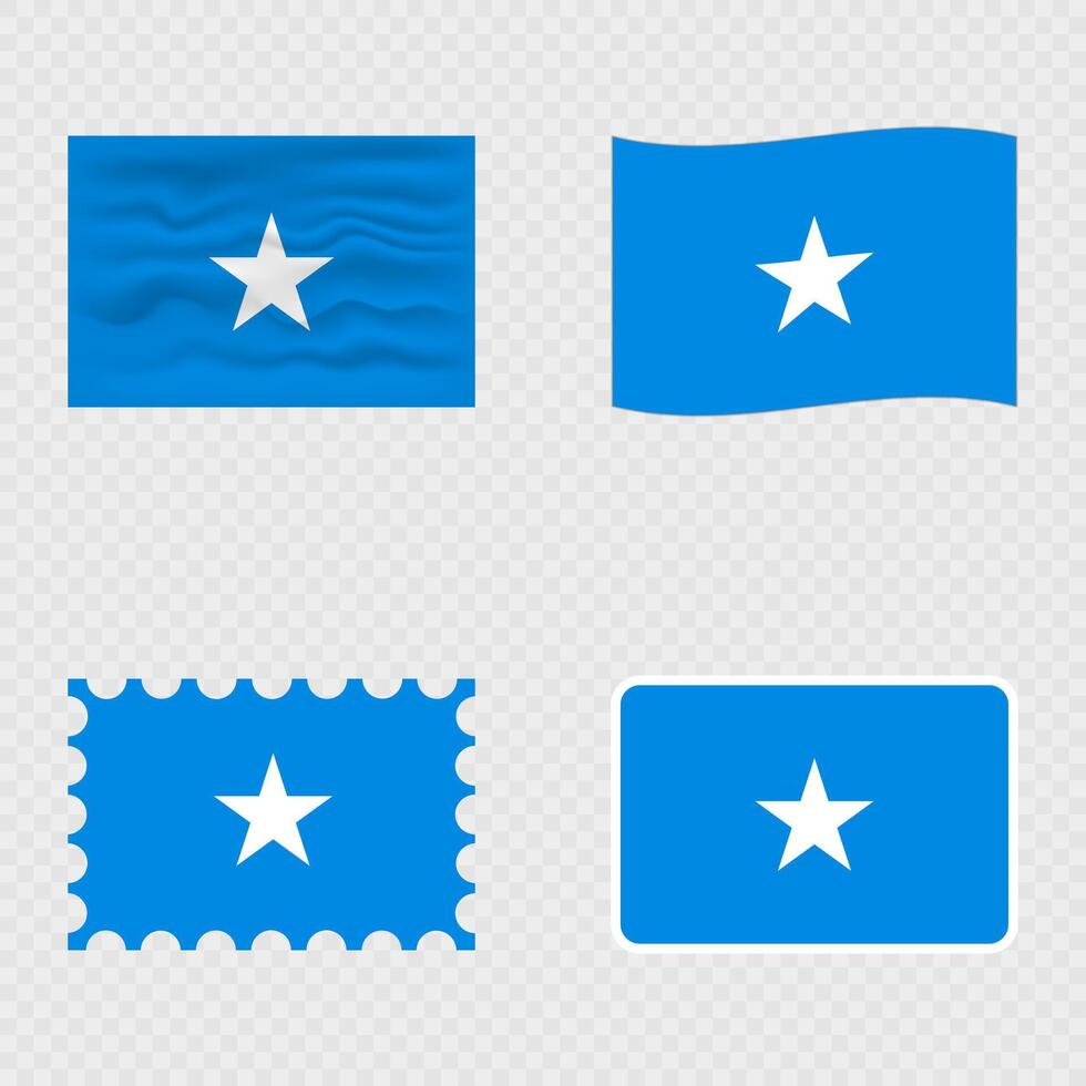 Somalia national flag in four different styles. vector