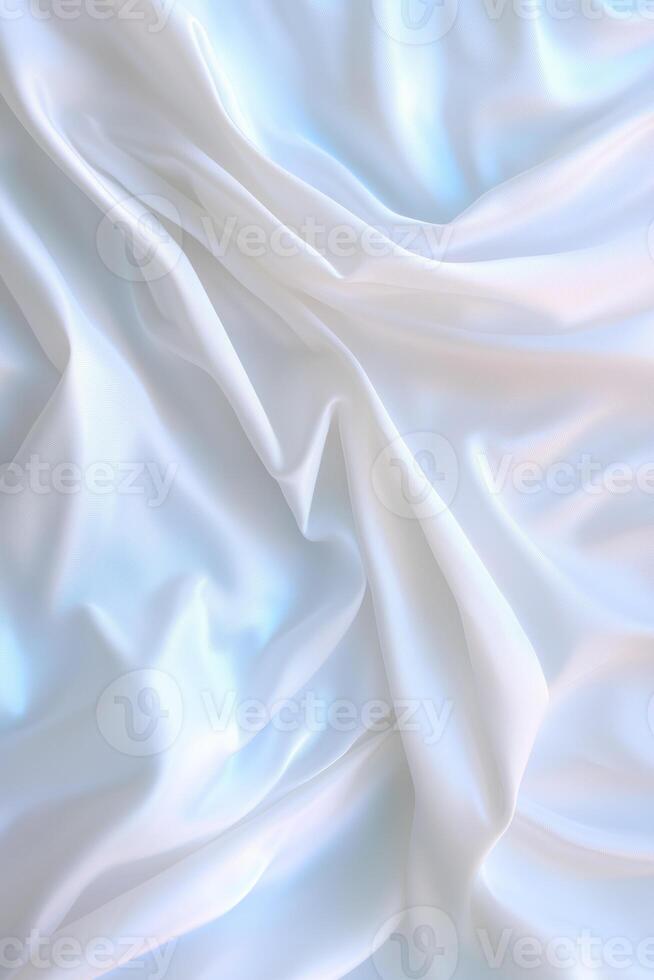 closeup of white satin fabric texture background, abstract wave lines photo