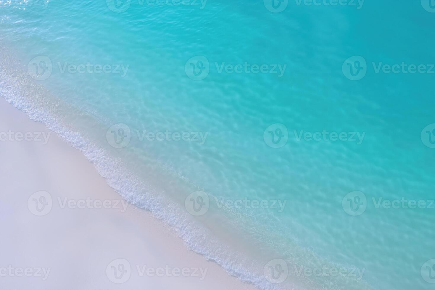 White sand beach with turquoise sea water, aerial view photo