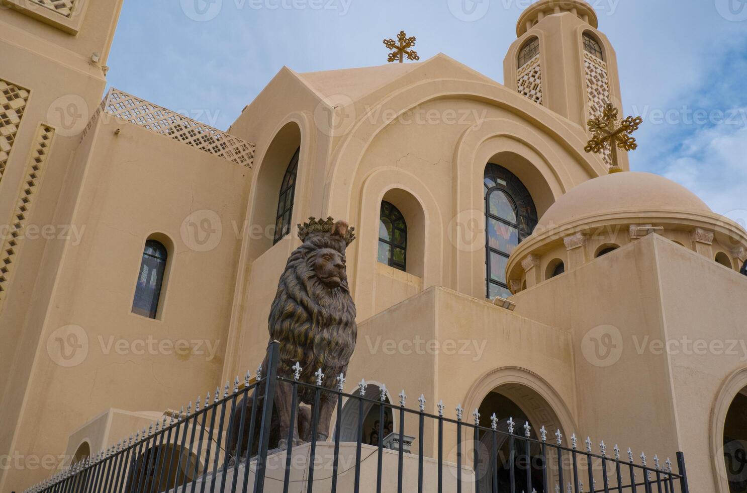 Lion statue at The Heavenlo Tsathedral Coptic Orthnodox Church in Sharm El Sheikh, photo