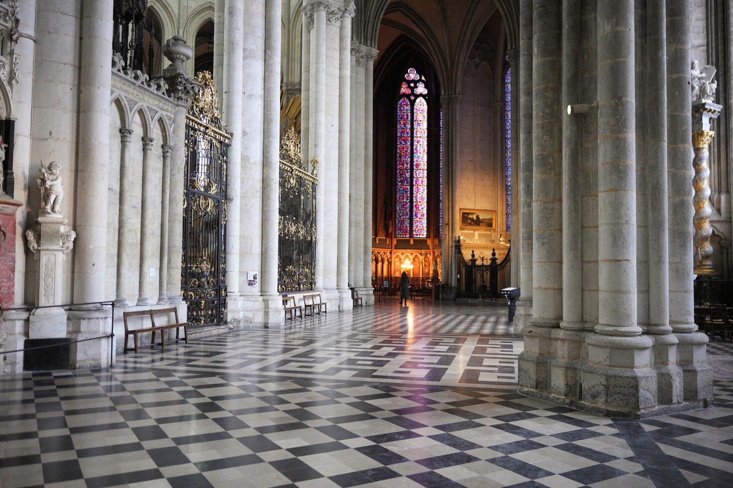 Interior of Amiens Cathedral with stained glass in Amiens. France 17.02.2025 photo