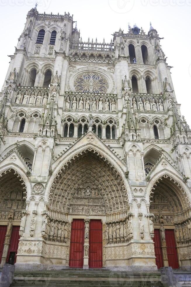 Amiens Cathedral facade with ornate Gothic design photo