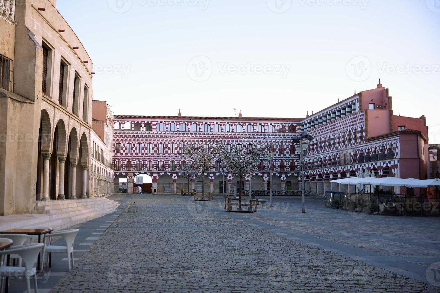 Historic Plaza Alta with patterned facades in the heart of Badajoz, Spain photo