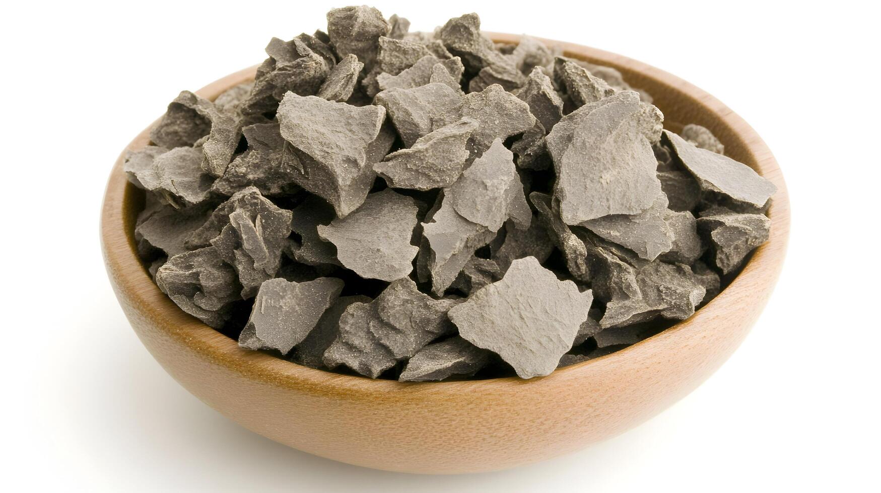 Raw cacao nibs, a rich earthy treasure in a rustic wooden bowl, promising a journey to pure chocolate bliss. photo