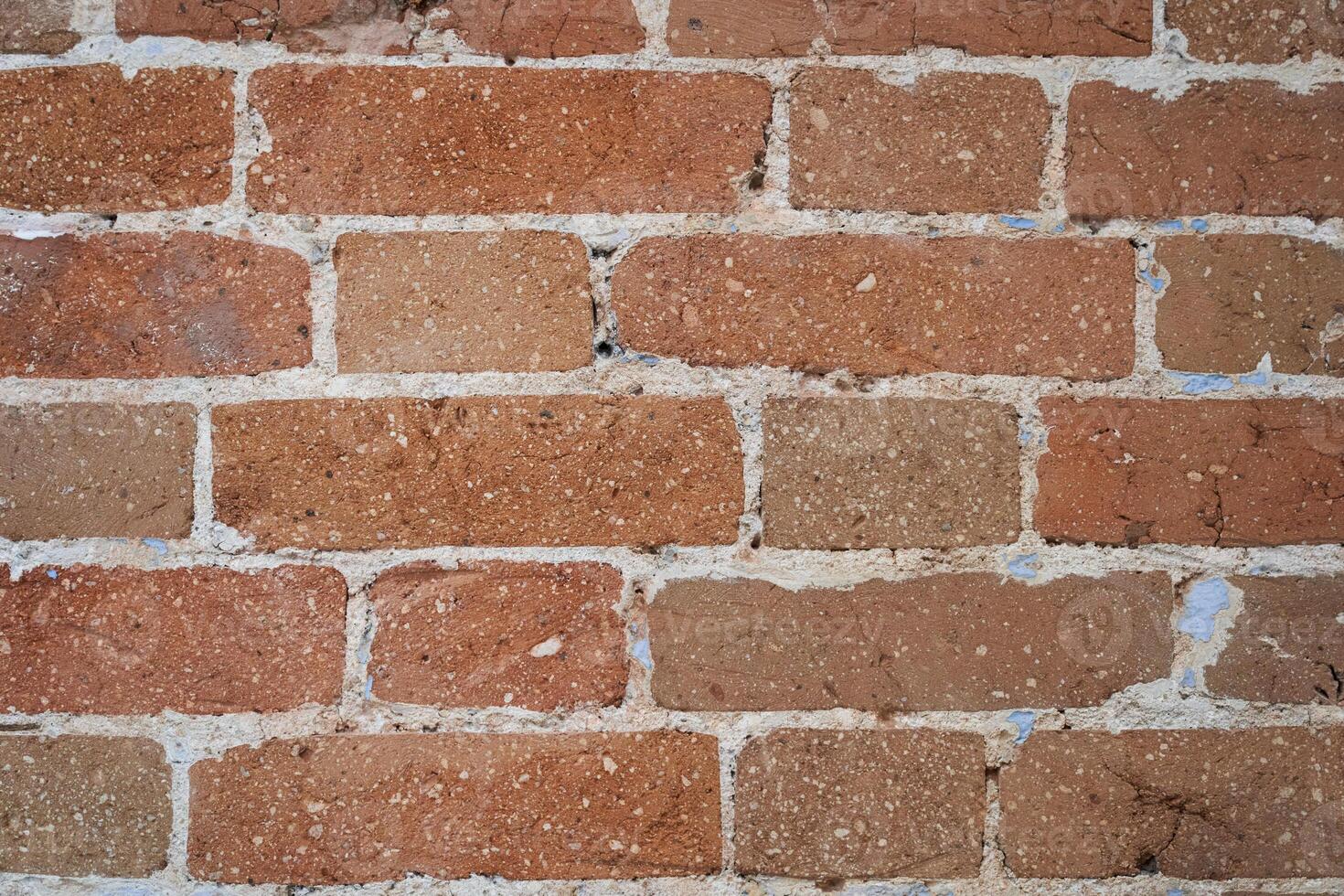 An empty brown brick wall. The old brick wall of the building is outside. With space to copy photo