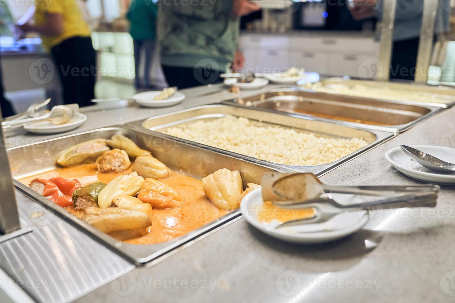 Distributing food to help the poor in society. Distributing food to the hungry. The concept of food donation photo