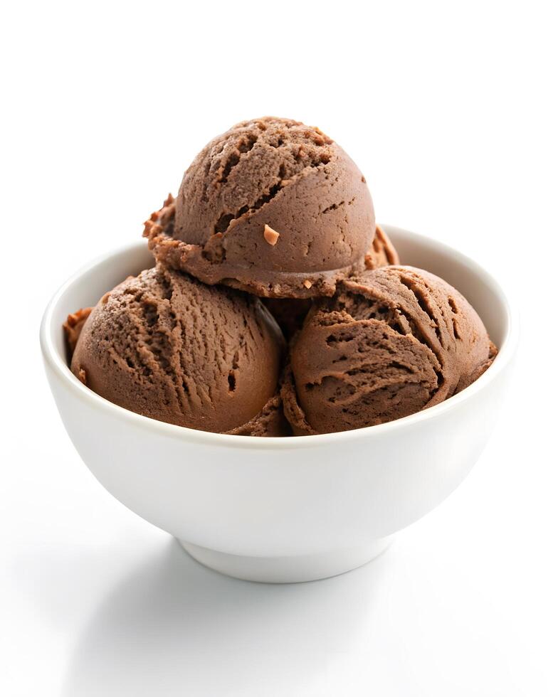 Delicious chocolate ice cream in bowl photo