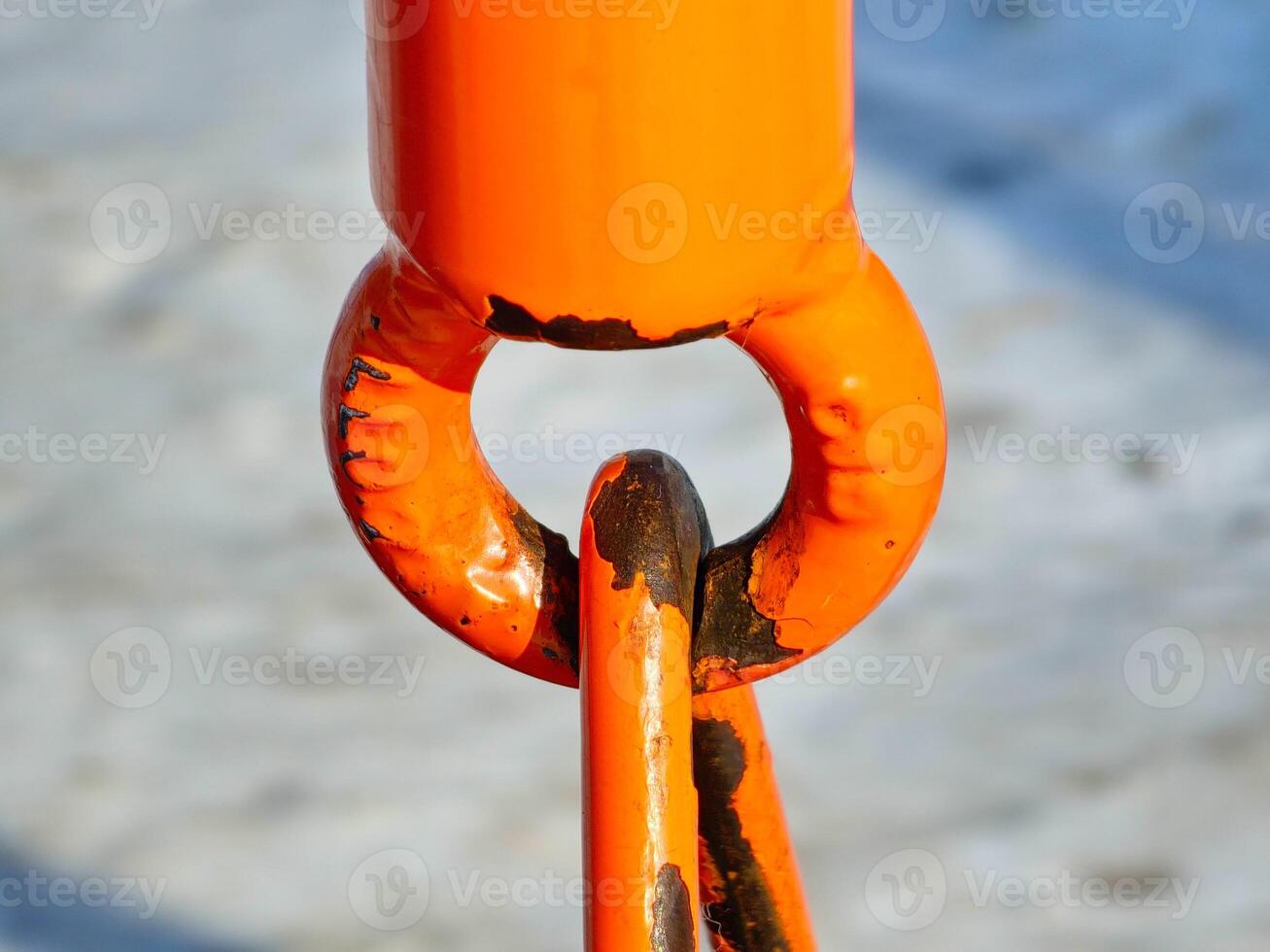 Close up of free ring fastener with hook. photo