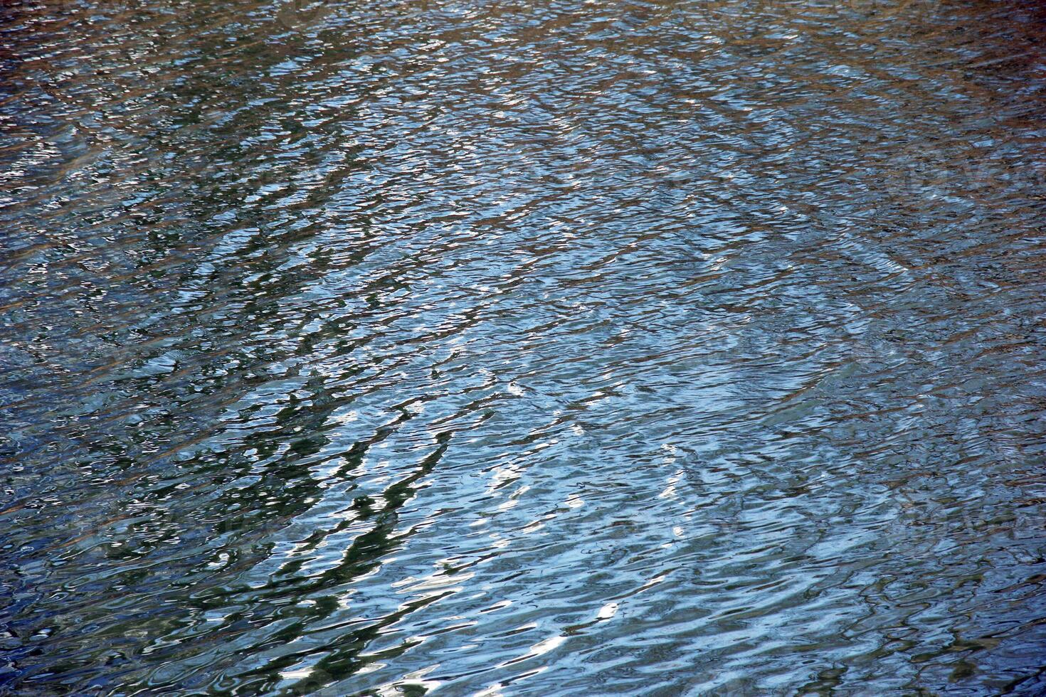 Water surface in cloudy weather, ripples of river or ocean with small waves, calm and close-up. Natural background. Abstract background, texture. photo