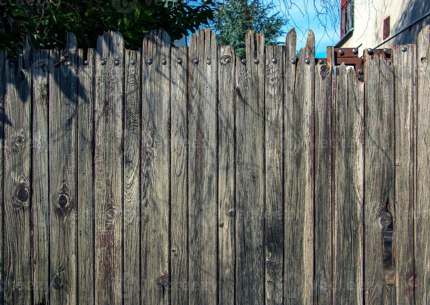Fence. Background of dark natural old boards. Abstract texture. photo