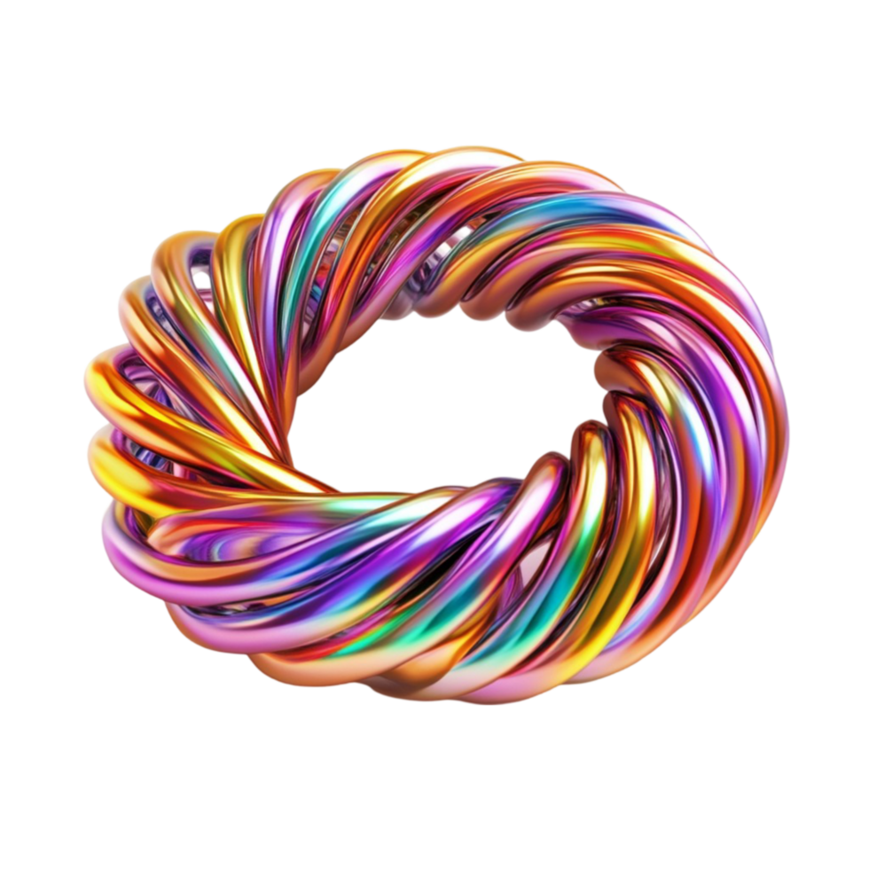 A colorful ring made of metal with many different colors png